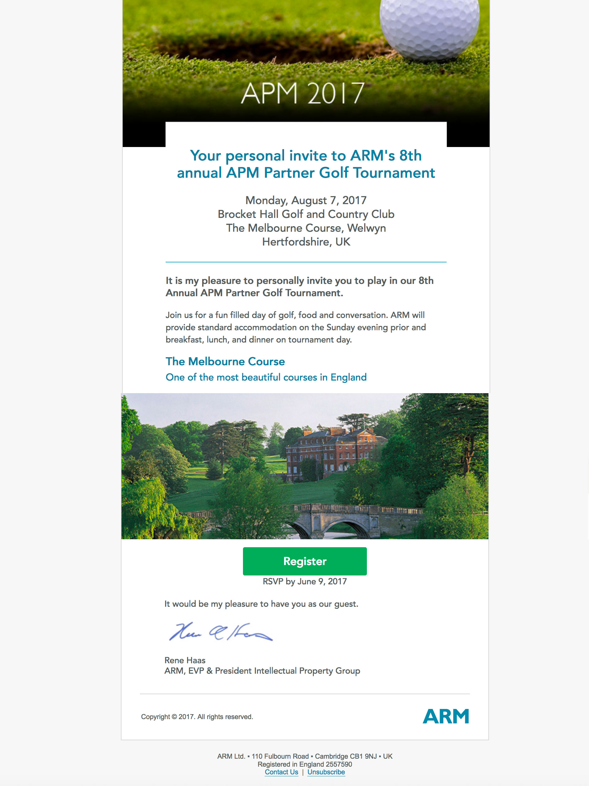 apm golf invite email