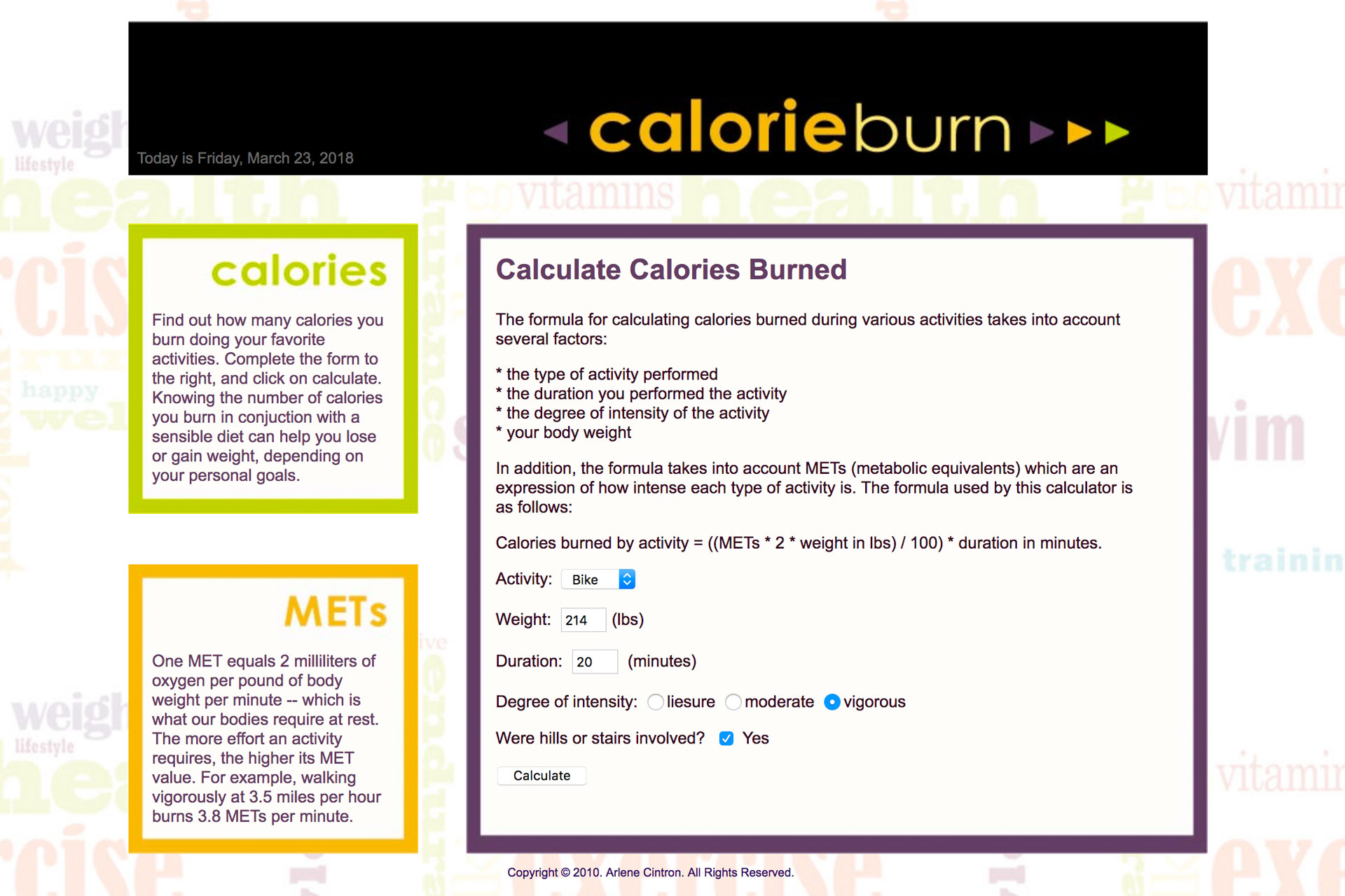 calorie burn calculator